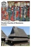 Text: Wooden Churches of Maramureş, Romania Images: Top: an image of Jesus washing the feet of the apostles. Bottom, a wooden church with a steep double roof in neat overlapping shingles.