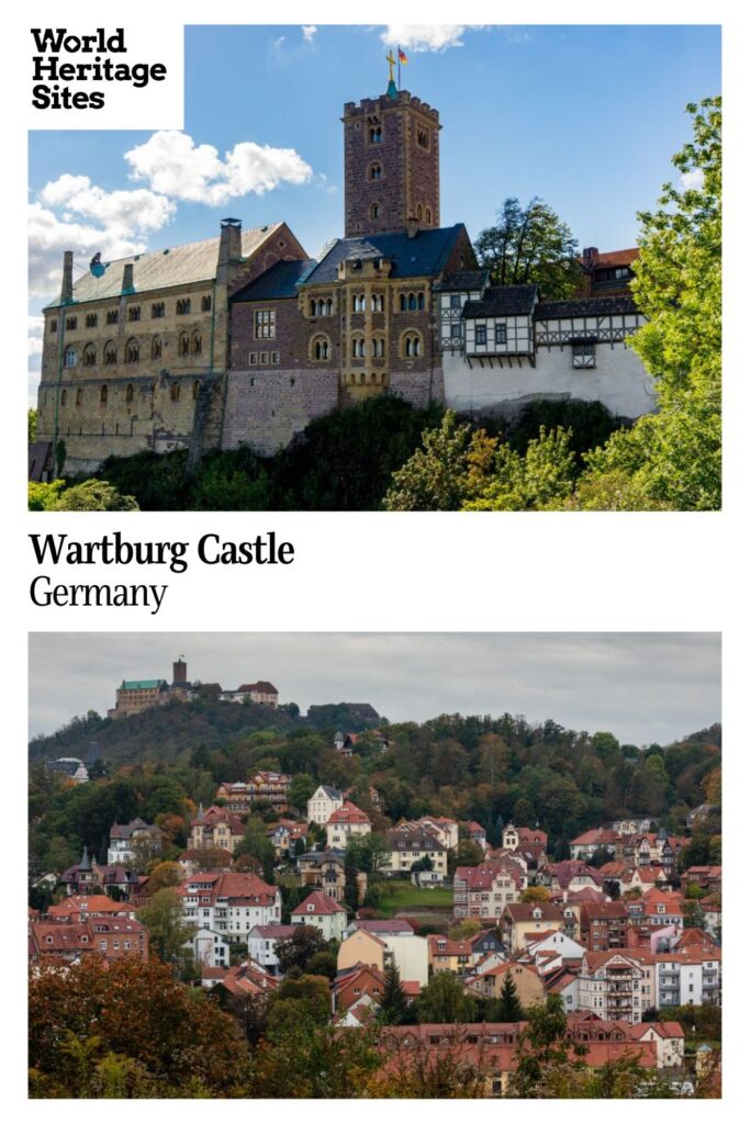 Text: Wartburg Castle, Germany. Images: above, the castle; below, the village.