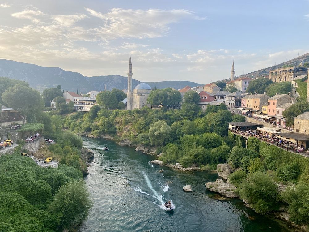 View along the river in Mostar.