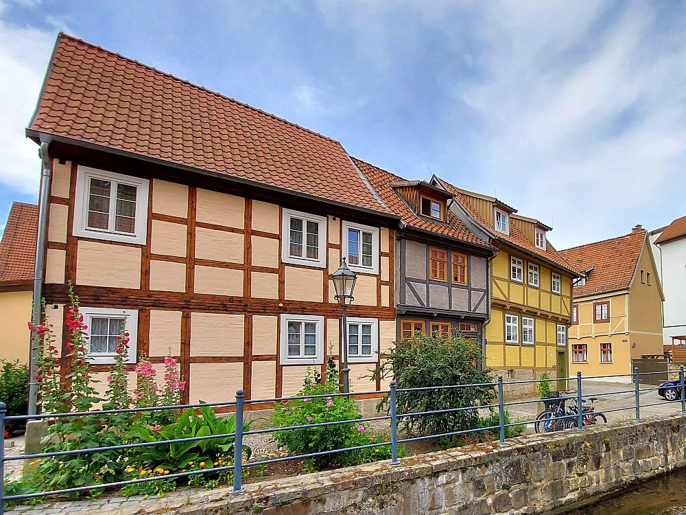 A row of half-timbered houses in Quedlinburg, Germany.
