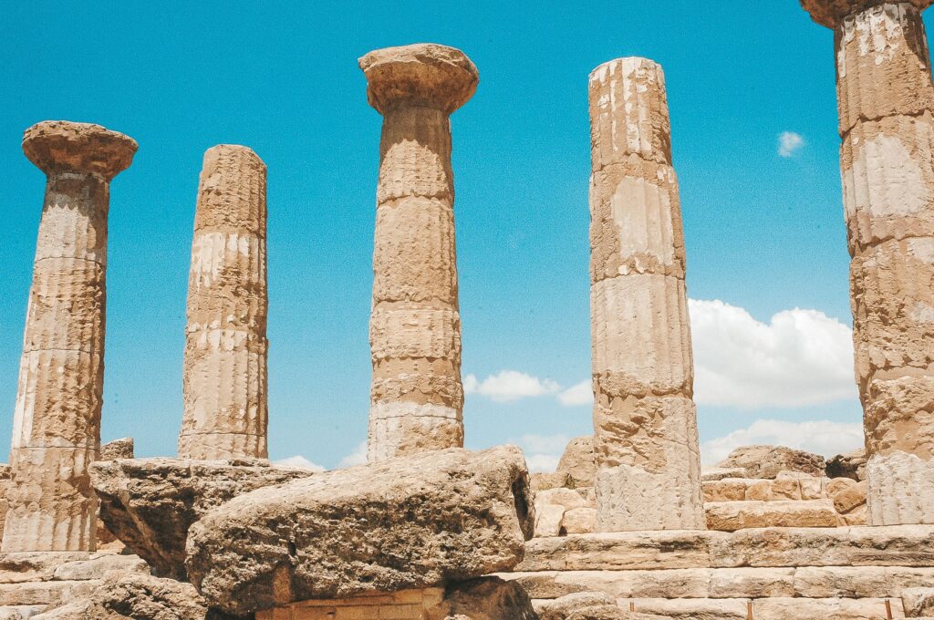 A row of Doric columns at the Valley of the Temples.