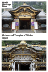 Text: Shrines and Temples of Nikko, Japan. Images: two images of very ornate temple entrances.