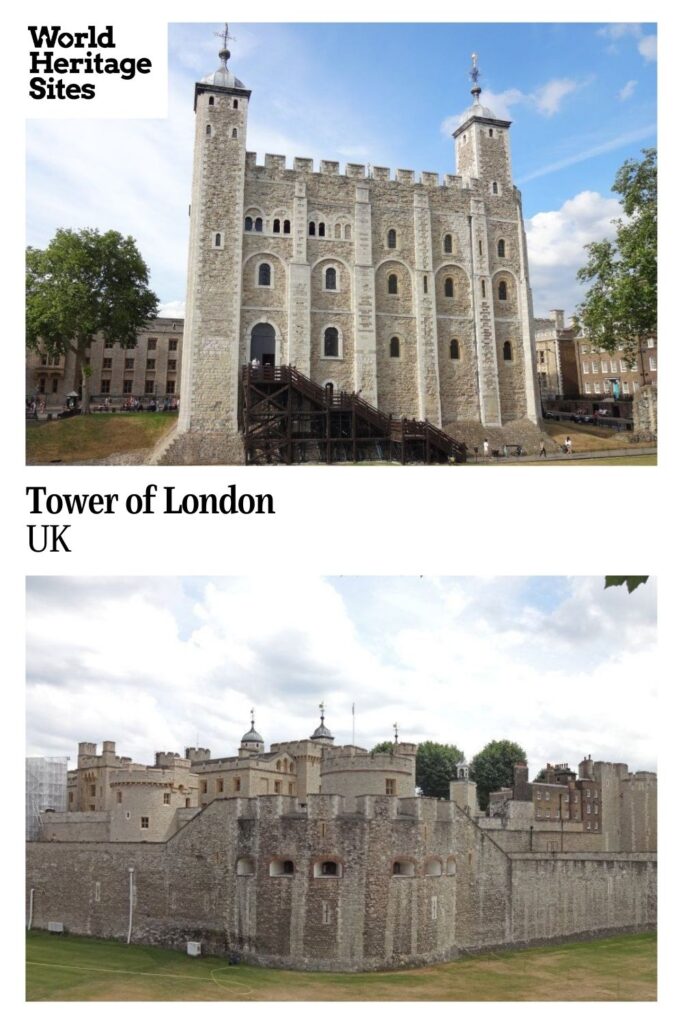 Text: Tower of London, UK. Images: two view of the Tower of London.