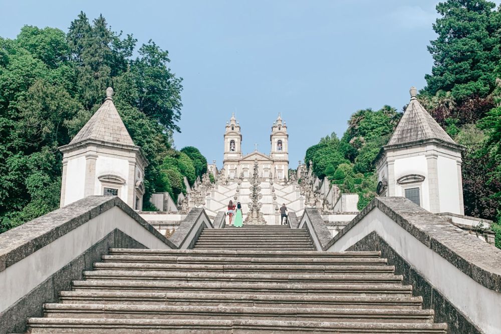 View up the stairs of Bom Jesus do Monte.