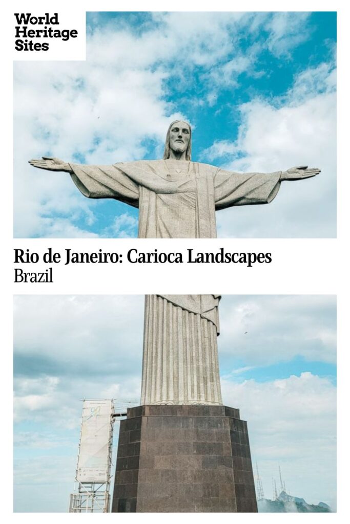 Text: Rio de Janeiro: Carioca Landscapes. Image: the Christ the Redeemer statue.