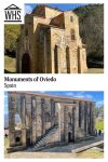 Text: Monuments of Oviedo, Spain. Images: two different churches.