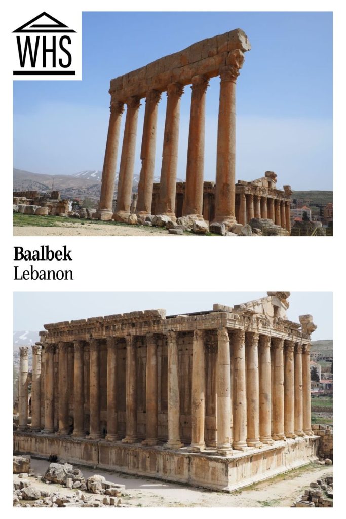 Text: Baalbek, Lebanon
Images: above, 6 Corinthian columns; below, the virtually complete Temple of Bacchus.
