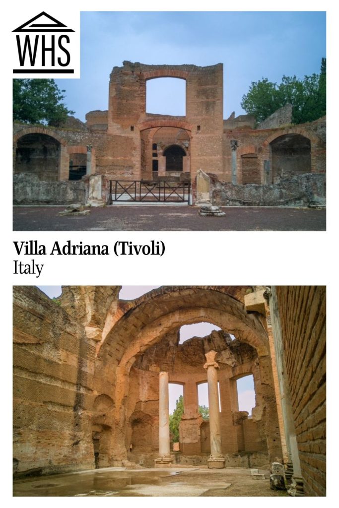 Text: Villa Adriana (Tivoli), Italy. Images: two views of ruined stone buildings.