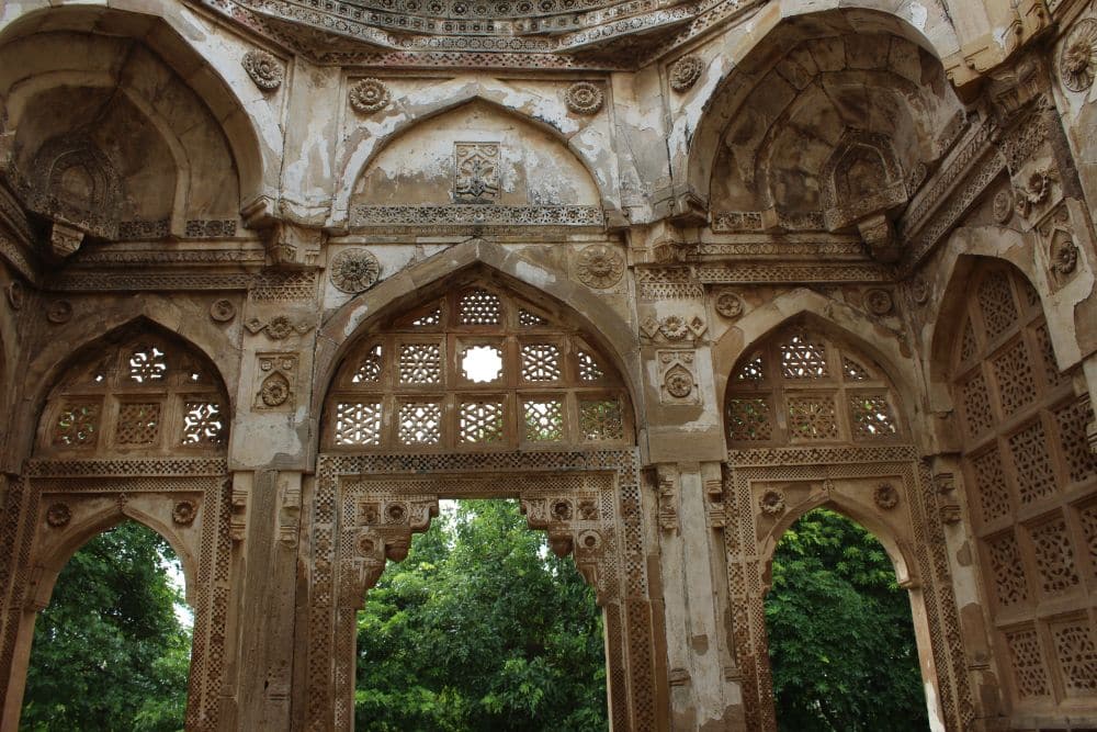 Ornately-carved doorway.