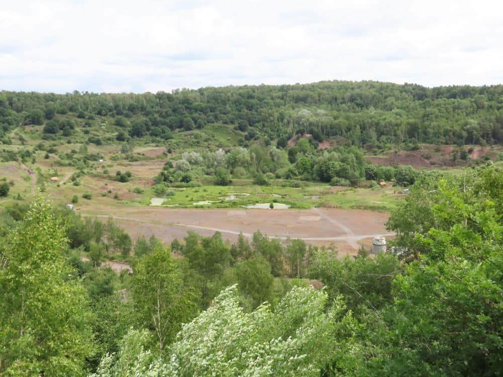 A view over the pit - mostly covered in shrubs or trees.