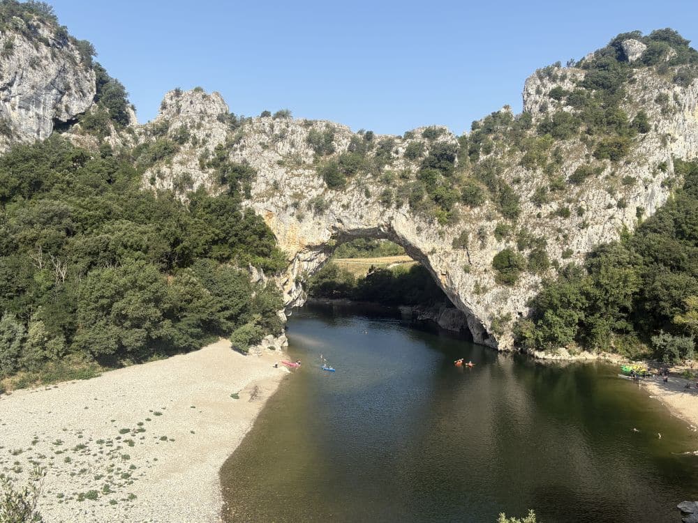 The Pont d'Arc is a natural arch over the river in the gorge.